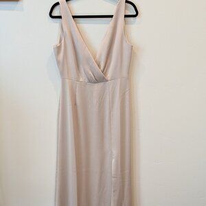 BHLDN Piper V-Neck Side-Slit Satin Gown